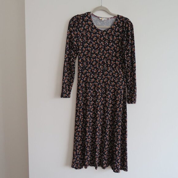 BODEN Crew Neck Jersey Midi Dress in Ditsy Dotty Floral Fall Cottagecore US 4P - Picture 2 of 15